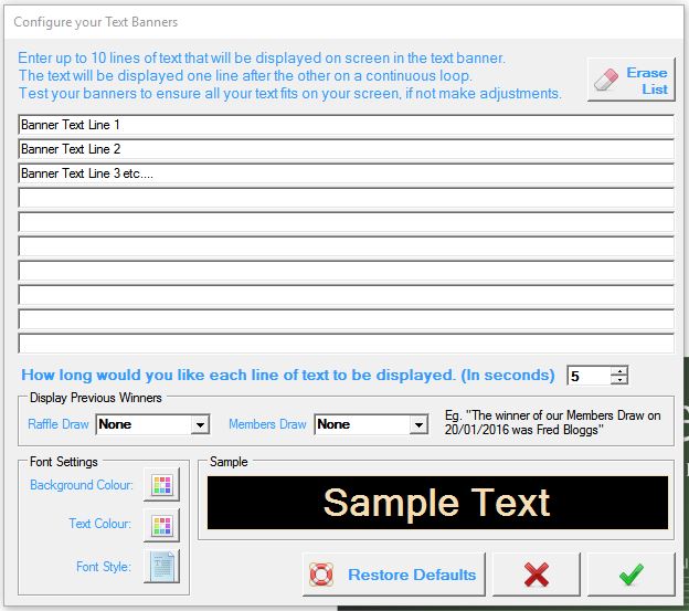 Club Raffle Text Banner
